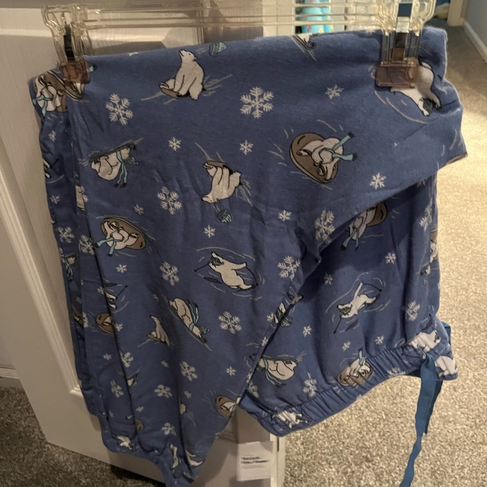 Blue Polar Bear snowflake women xl Pajamas